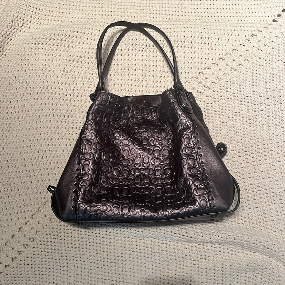Coach Edie Black Signature Leather